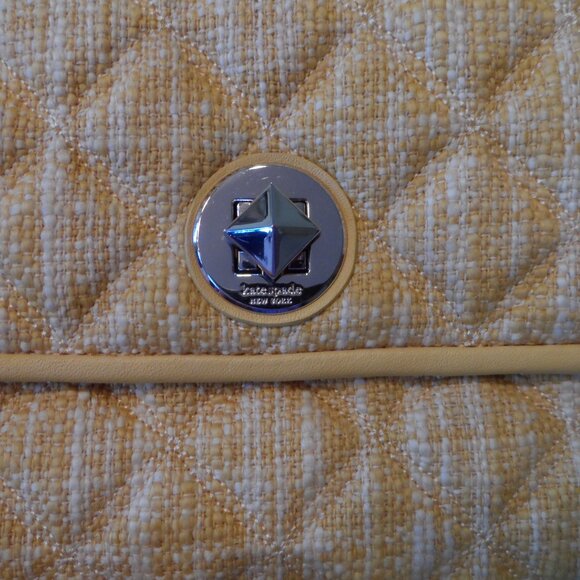 New Kate Spade NY Suflower Yellow Tweed Quilted Convertible Medium Bag - Picture 3 of 16